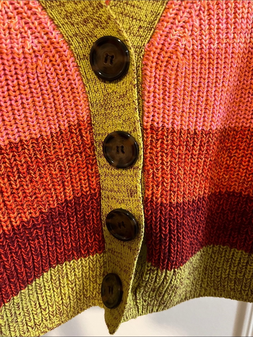 Urban Outfitters Yellow Pink Orange Striped Cropped Button Cardigan - Picture 3 of 4